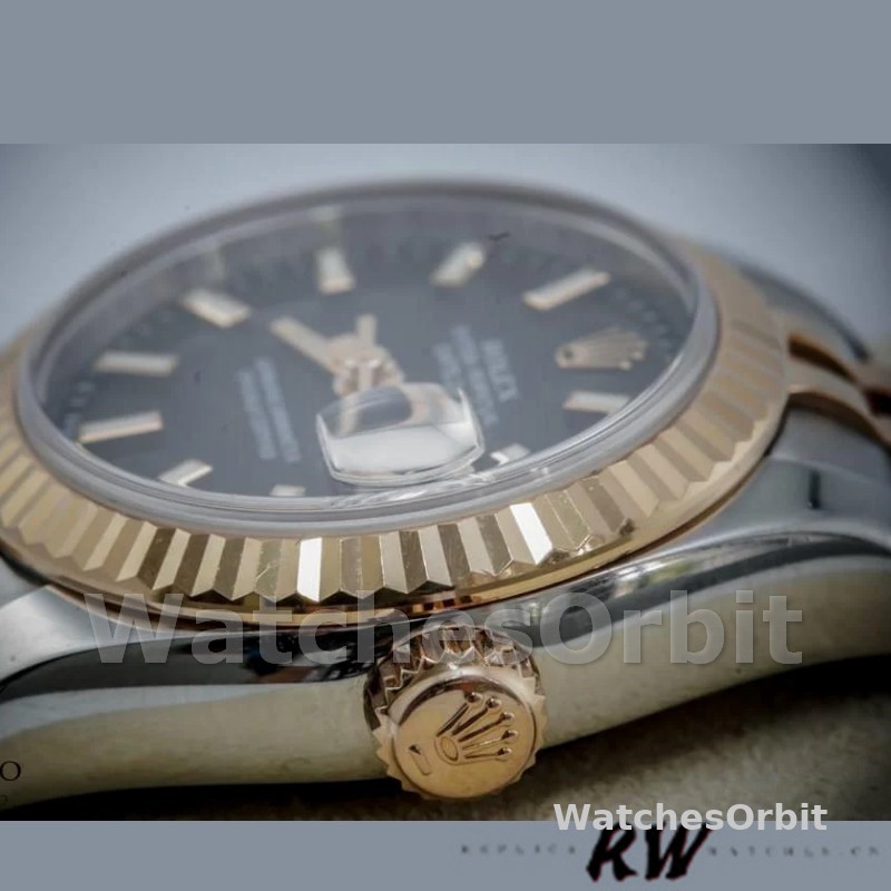 Rolex Datejust 179171 Black Dial Fluted Bezel 26MM Lady Replica Watch
