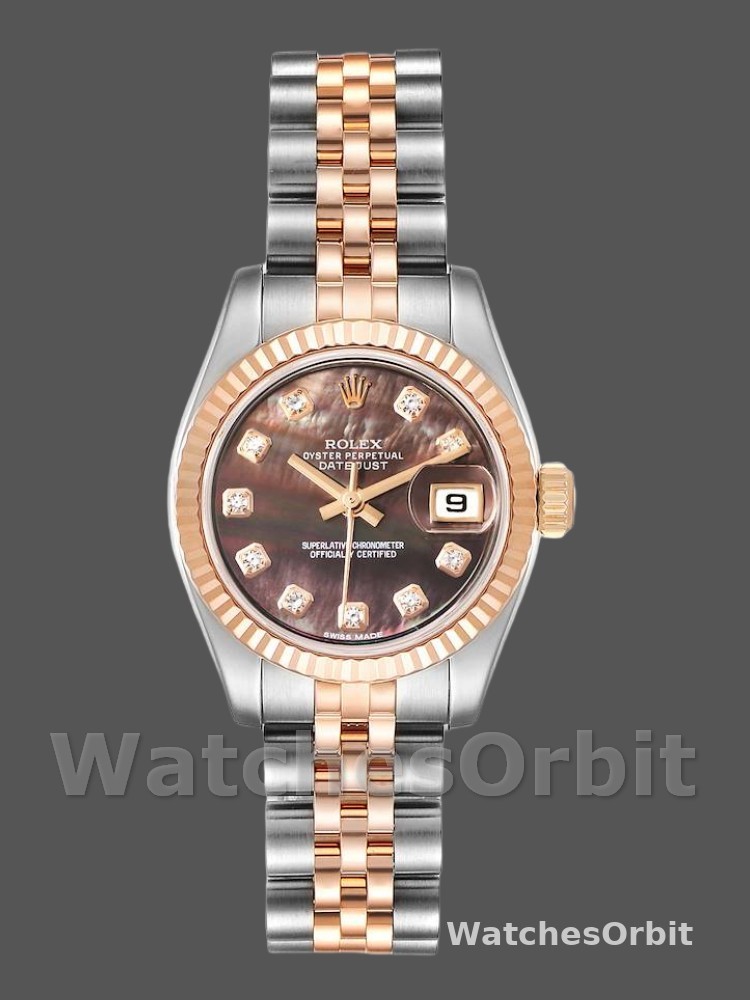 Rolex Datejust 179171 Black Mother of Pearl Diamond Dial 26MM Lady Replica Watch