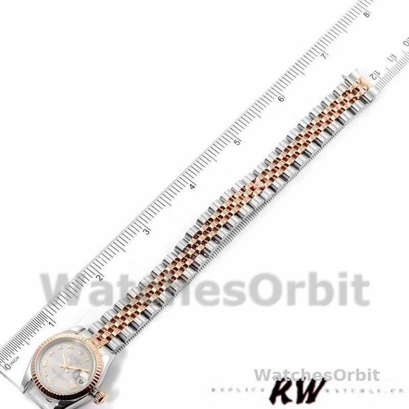 Rolex Datejust 179171 Grey Roman Numeral Dial Fluted Bezel 26MM Lady Replica Watch