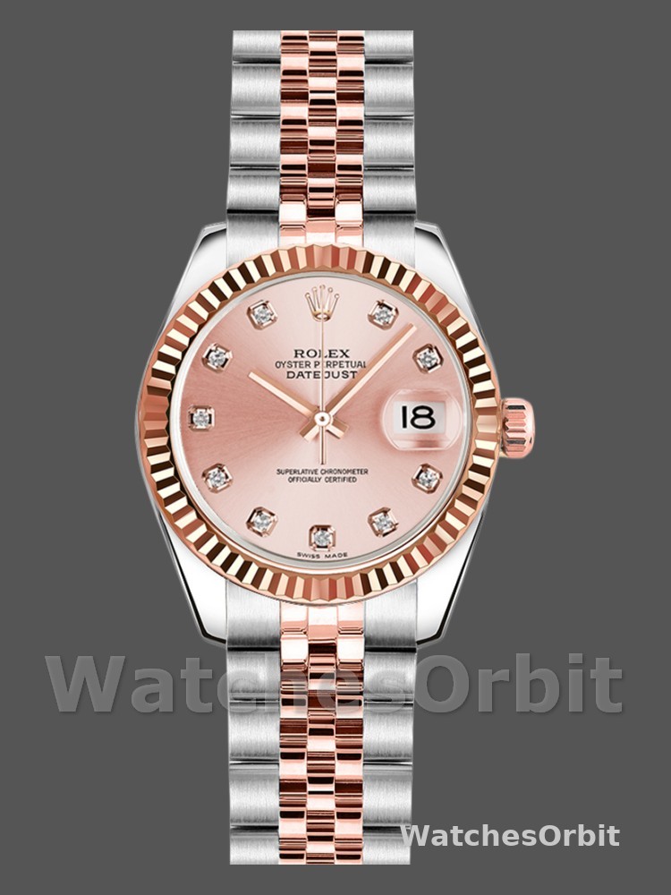 Rolex Datejust 179171 Pink Diamond Dial Fluted Bezel 26MM Lady Replica Watch