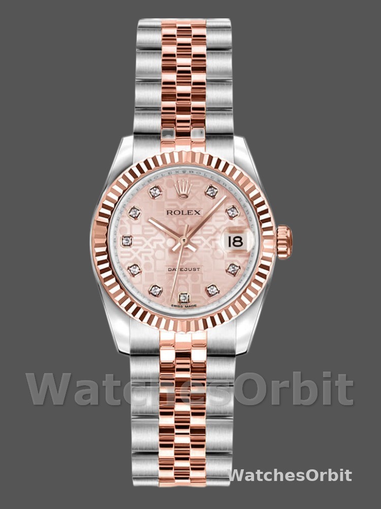 Rolex Datejust 179171 Pink Jubilee Dial Fluted Bezel 26MM Lady Replica Watch