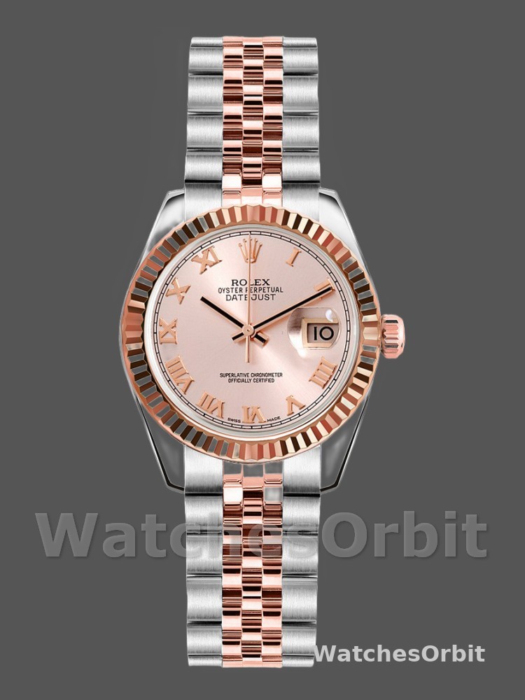 Rolex Datejust 179171 Pink Roman Numeral Dial Fluted Bezel 26MM Lady Replica Watch