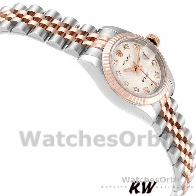 Rolex Datejust 179171 Silver jubilee anniversary Dial Fluted Bezel 26MM Lady Replica Watch