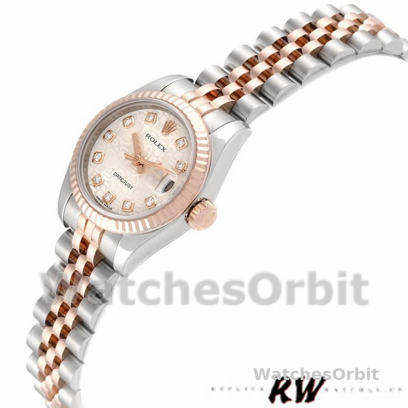 Rolex Datejust 179171 Silver jubilee anniversary Dial Fluted Bezel 26MM Lady Replica Watch