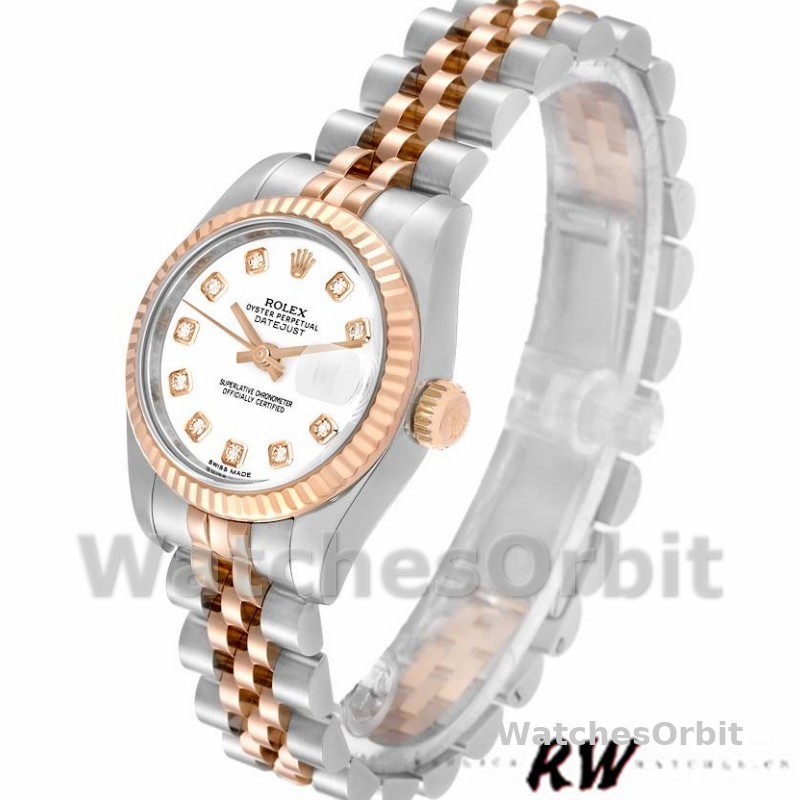 Rolex Datejust 179171 White Diamond Dial Fluted Bezel 26MM Lady Replica Watch