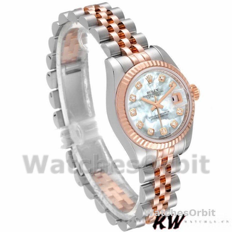 Rolex Datejust 179171 White MOP Diamond Dial Fluted Bezel 26MM Lady Replica Watch