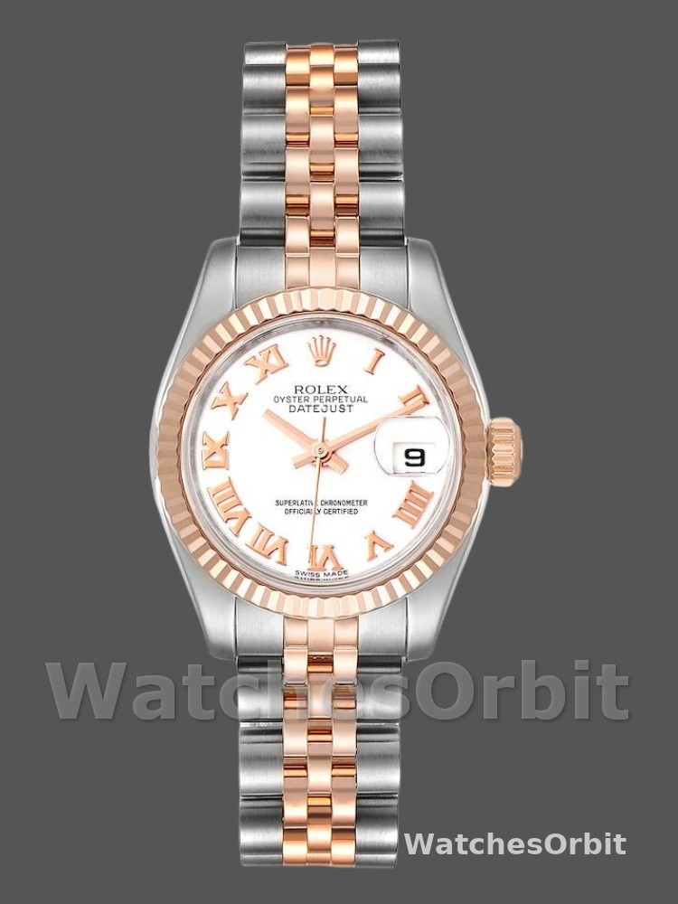Rolex Datejust 179171 White Roman Numeral Dial Fluted Bezel 26MM Lady Replica Watch