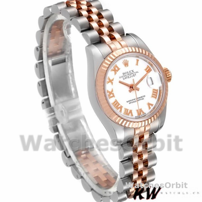 Rolex Datejust 179171 White Roman Numeral Dial Fluted Bezel 26MM Lady Replica Watch