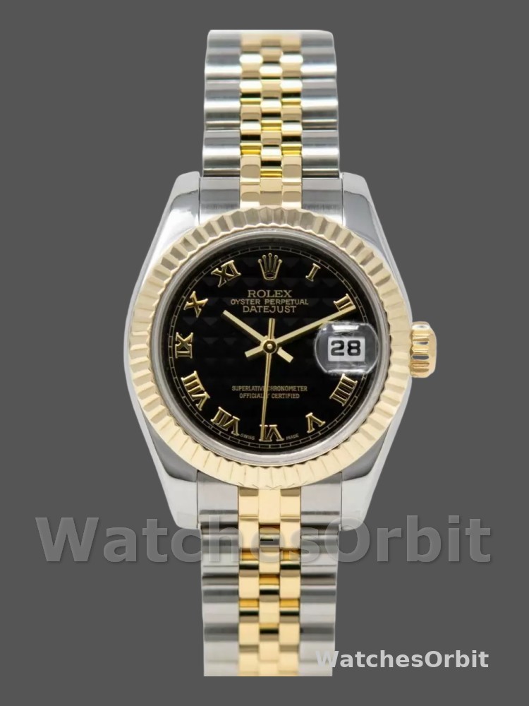 Rolex Datejust 179173 Black Dial Fluted Bezel 26MM Lady Replica Watch