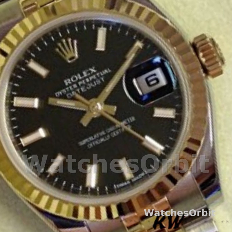 Rolex Datejust 179173 Black Index Dial Fluted Bezel 26MM Lady Replica Watch
