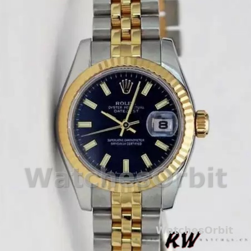 Rolex Datejust 179173 Blue Index Dial Fluted Bezel 26MM Lady Replica Watch
