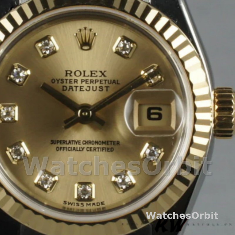 Rolex Datejust 179173 Champagne Diamond Dial Fluted Bezel 26MM Lady Replica Watch