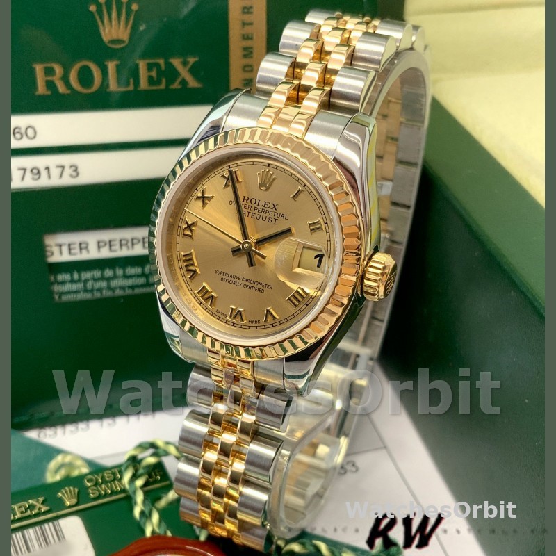 Rolex Datejust 179173 Champagne Roman Numeral Dial 26MM Lady Replica Watch