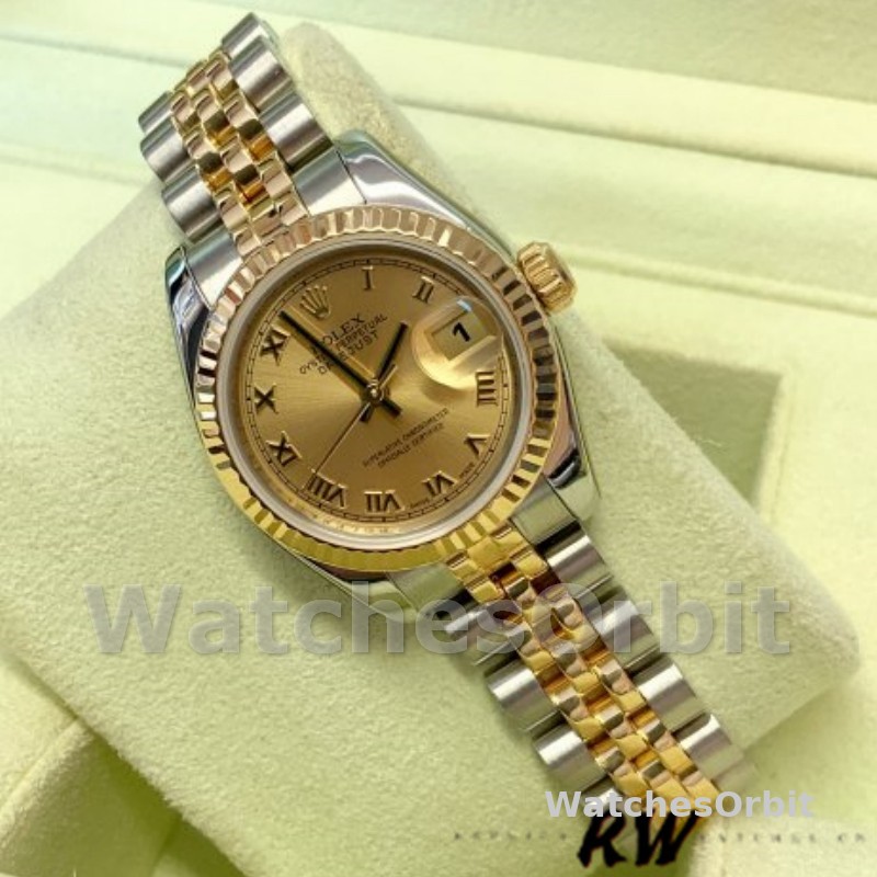 Rolex Datejust 179173 Champagne Roman Numeral Dial 26MM Lady Replica Watch