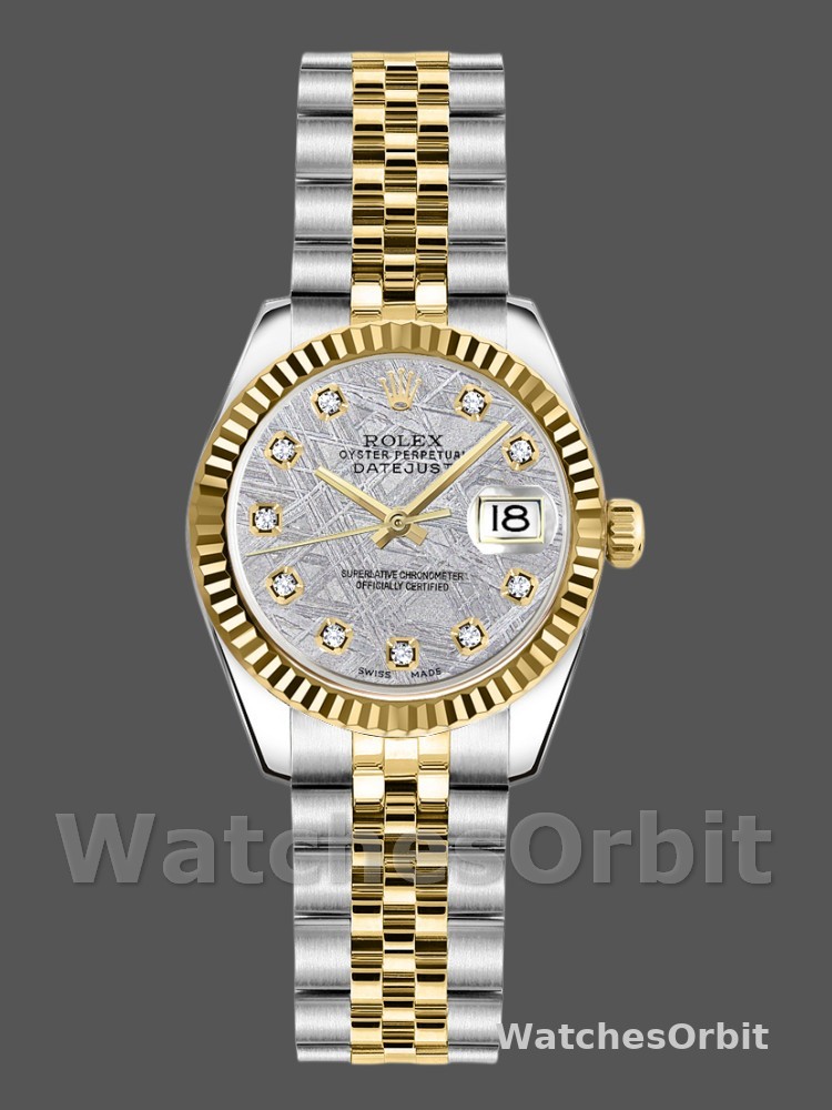 Rolex Datejust 179173 Meteorite Grey Diamond Dial Fluted Bezel 26MM Lady Replica Watch