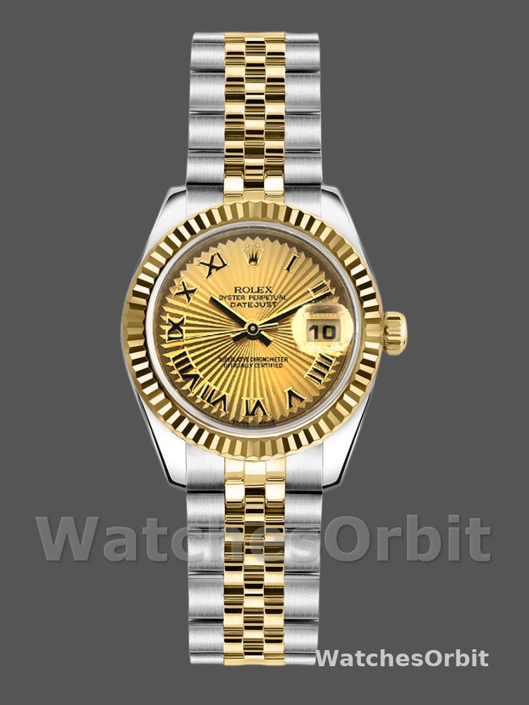 Rolex Datejust 179173 Sunbeam Champagne Dial Fluted Bezel 26MM Lady Replica Watch
