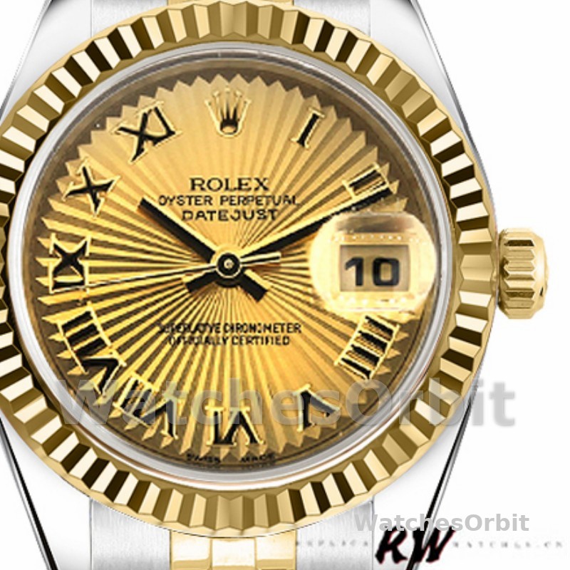 Rolex Datejust 179173 Sunbeam Champagne Dial Fluted Bezel 26MM Lady Replica Watch
