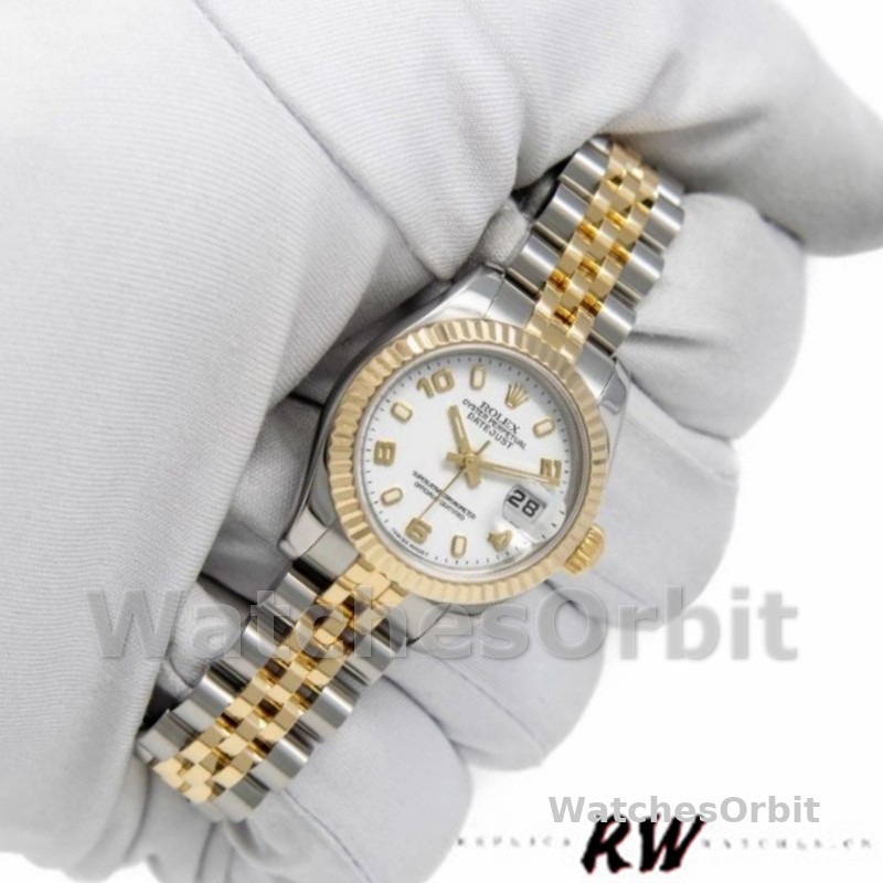 Rolex Datejust 179173 White Arabic Numerals Dial Fluted Bezel 26MM Lady Replica Watch