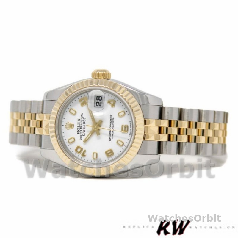 Rolex Datejust 179173 White Arabic Numerals Dial Fluted Bezel 26MM Lady Replica Watch