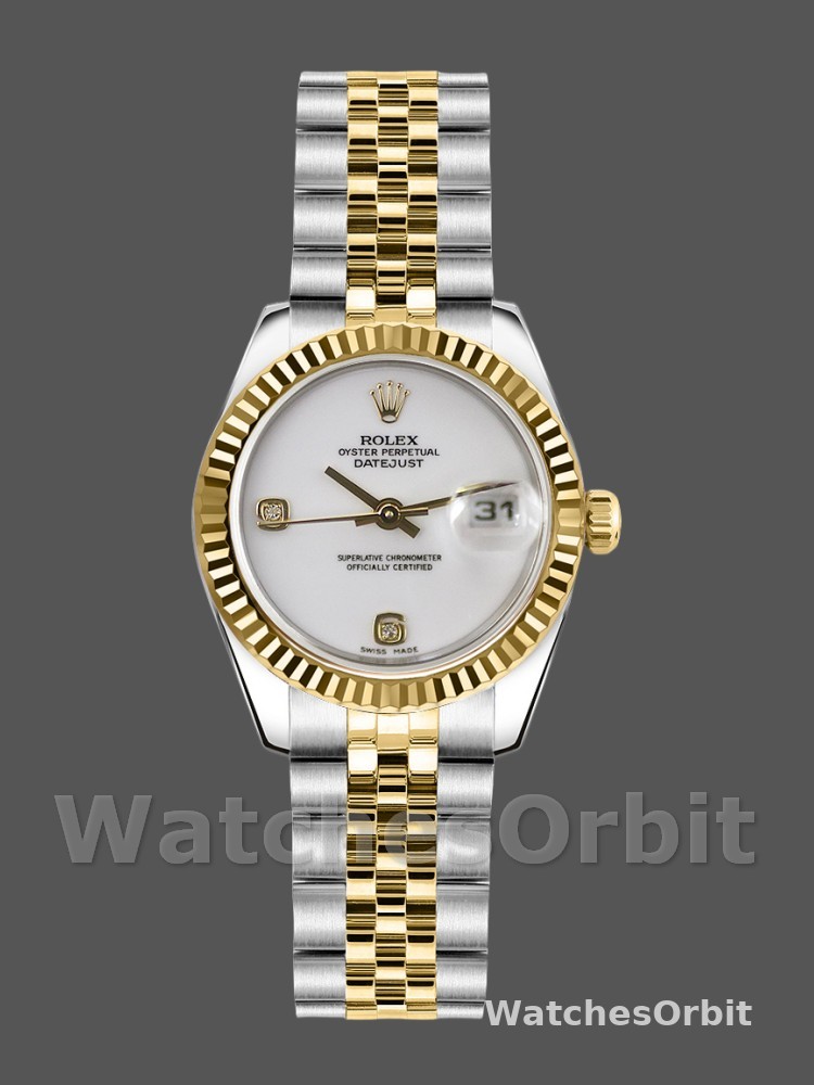 Rolex Datejust 179173 White Dial Diamonds Fluted Bezel 26MM Lady Replica Watch