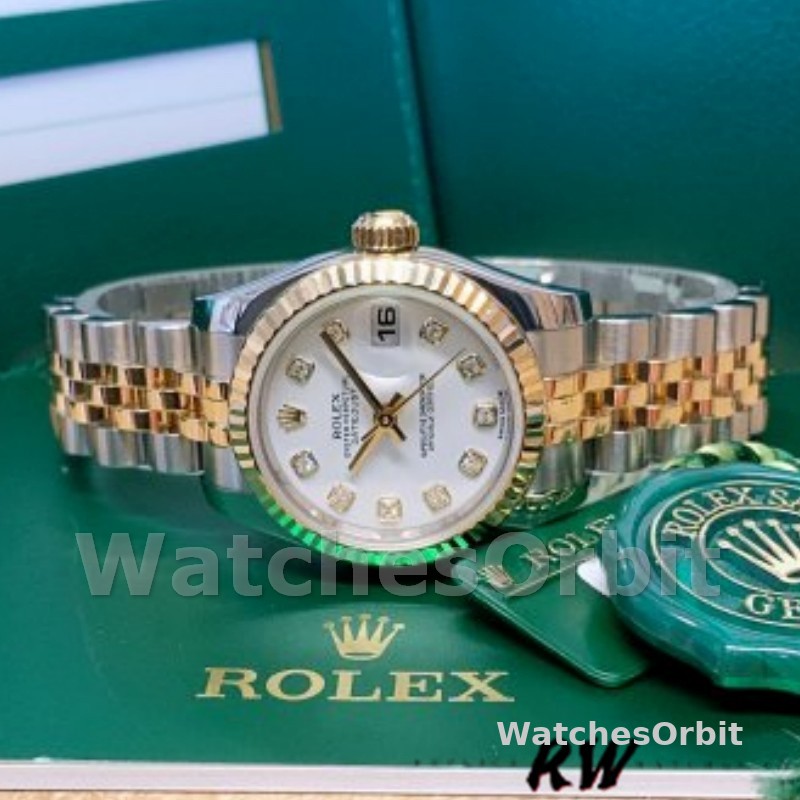 Rolex Datejust 179173 White Diamond Dial Fluted Bezel 26MM Lady Replica Watch