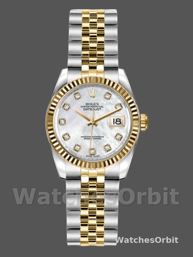 Rolex Datejust 179173 White MOP Dial Fluted Bezel 26MM Lady Replica Watch