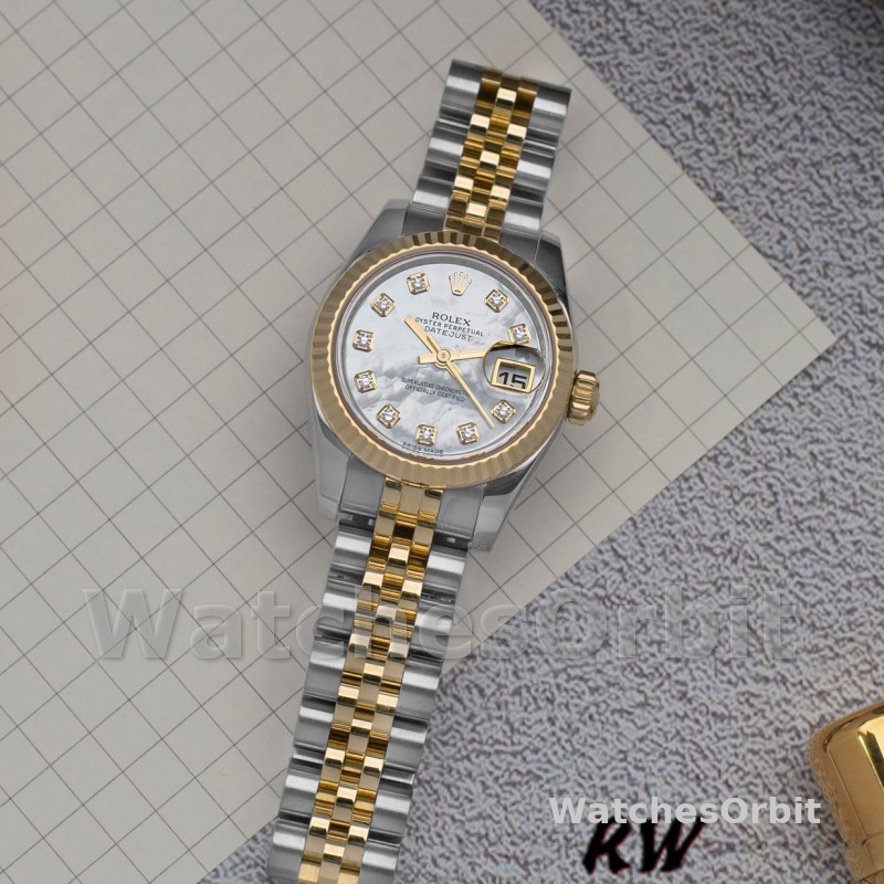 Rolex Datejust 179173 White MOP Dial Fluted Bezel 26MM Lady Replica Watch