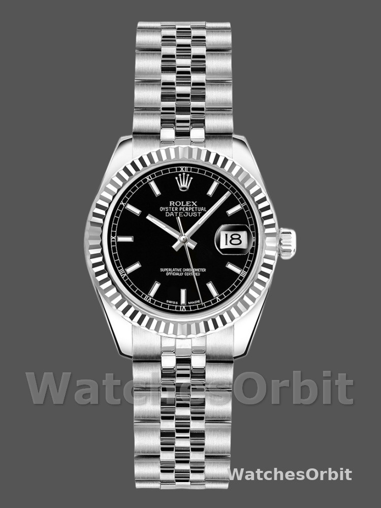 Rolex Datejust 179174 Black Index Dial Fluted Bezel 26MM Lady Replica Watch
