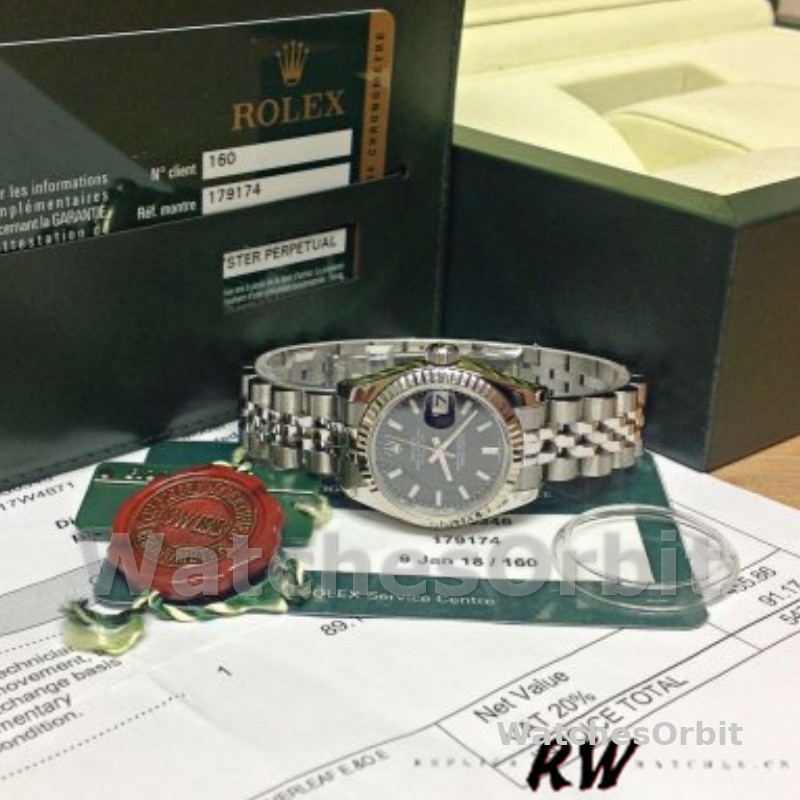 Rolex Datejust 179174 Black Index Dial Fluted Bezel 26MM Lady Replica Watch