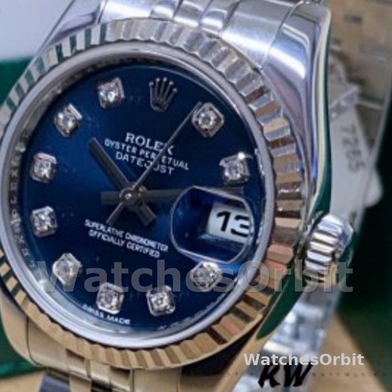 Rolex Datejust 179174 Blue Diamond Dial Fluted Bezel 26MM Lady Replica Watch