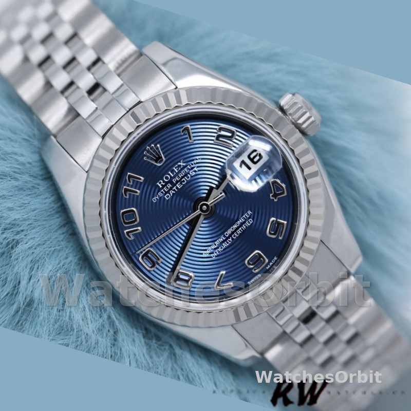 Rolex Datejust 179174 Concentric Circle Blue Dial Fluted Bezel 26MM Lady Replica Watch