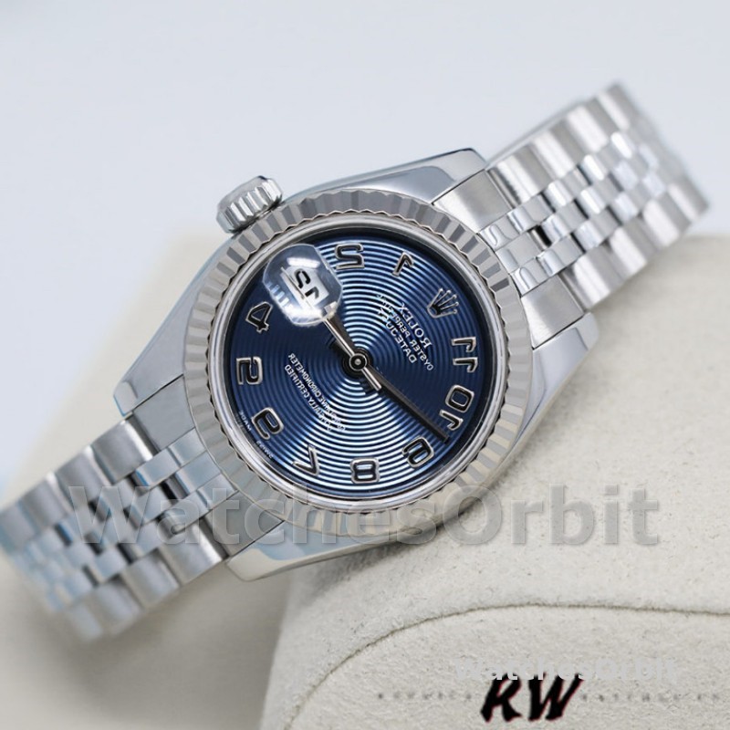 Rolex Datejust 179174 Concentric Circle Blue Dial Fluted Bezel 26MM Lady Replica Watch