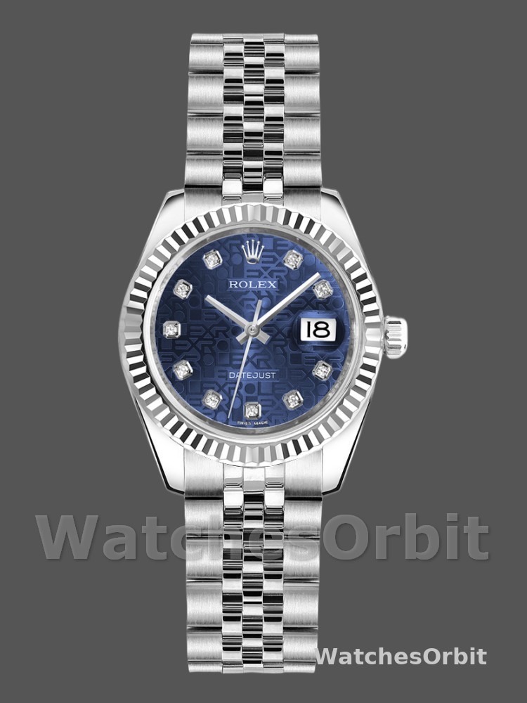 Rolex Datejust 179174 Jubilee Blue Diamond Dial Fluted Bezel 26MM Lady Replica Watch