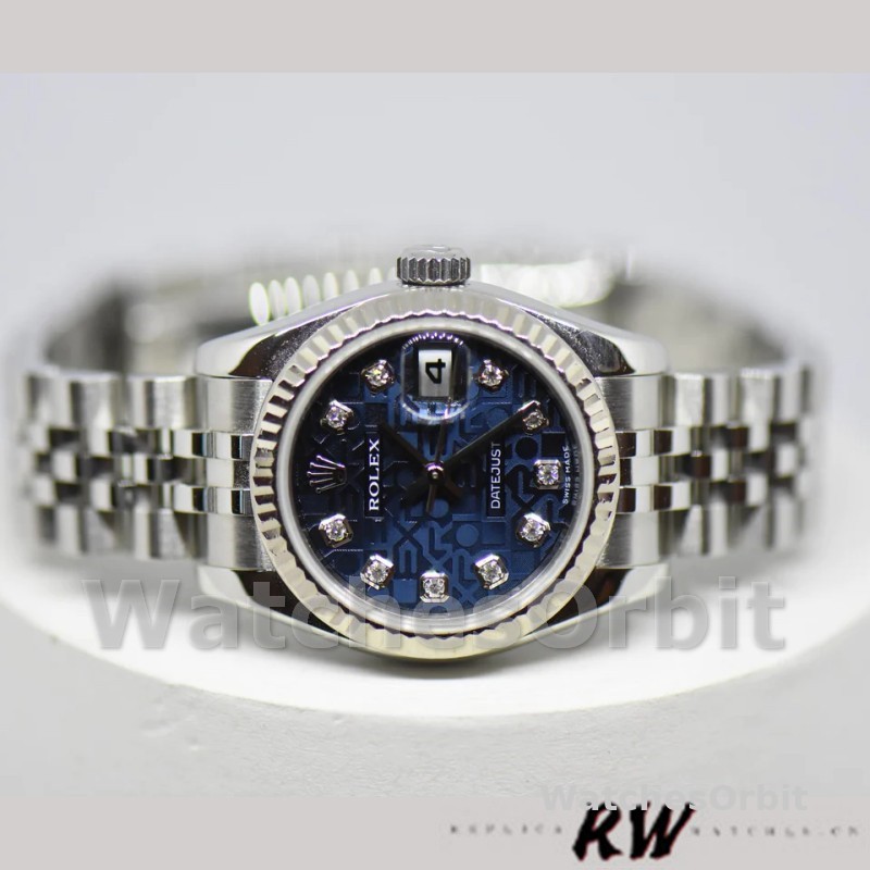 Rolex Datejust 179174 Jubilee Blue Diamond Dial Fluted Bezel 26MM Lady Replica Watch