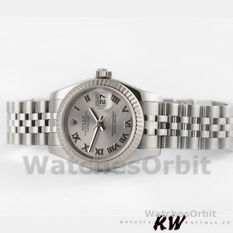 Rolex Datejust 179174 Rhodium Grey Dial Fluted Bezel 26MM Lady Replica Watch