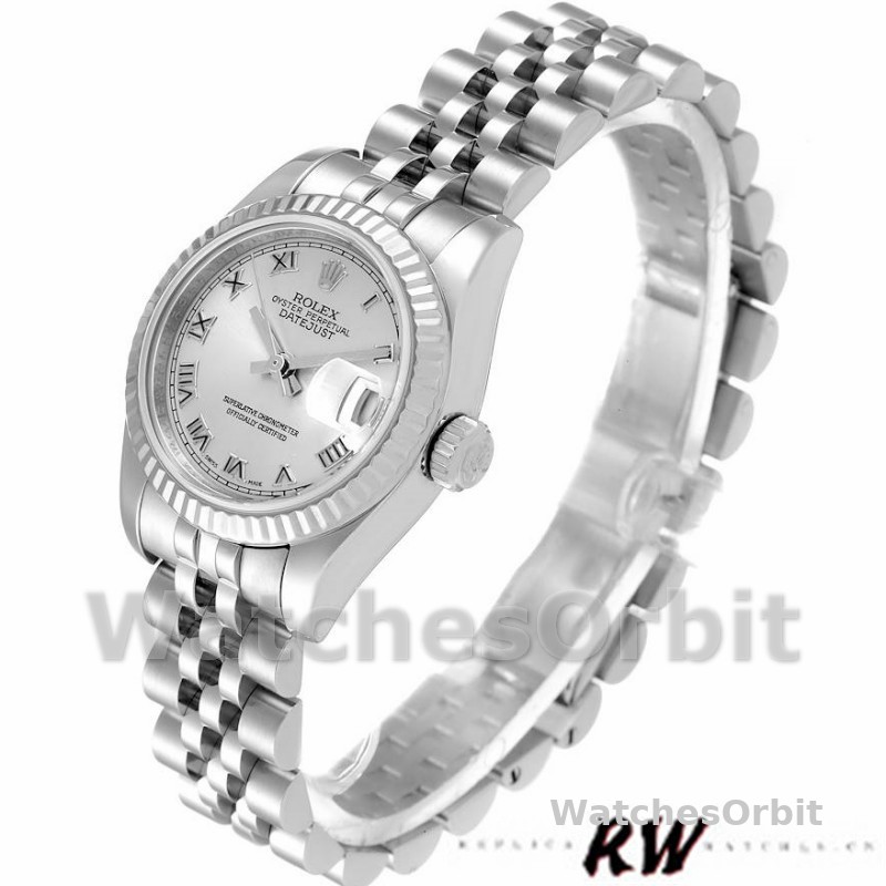 Rolex Datejust 179174 Silver Roman Dial Fluted Bezel 26MM Lady Replica Watch