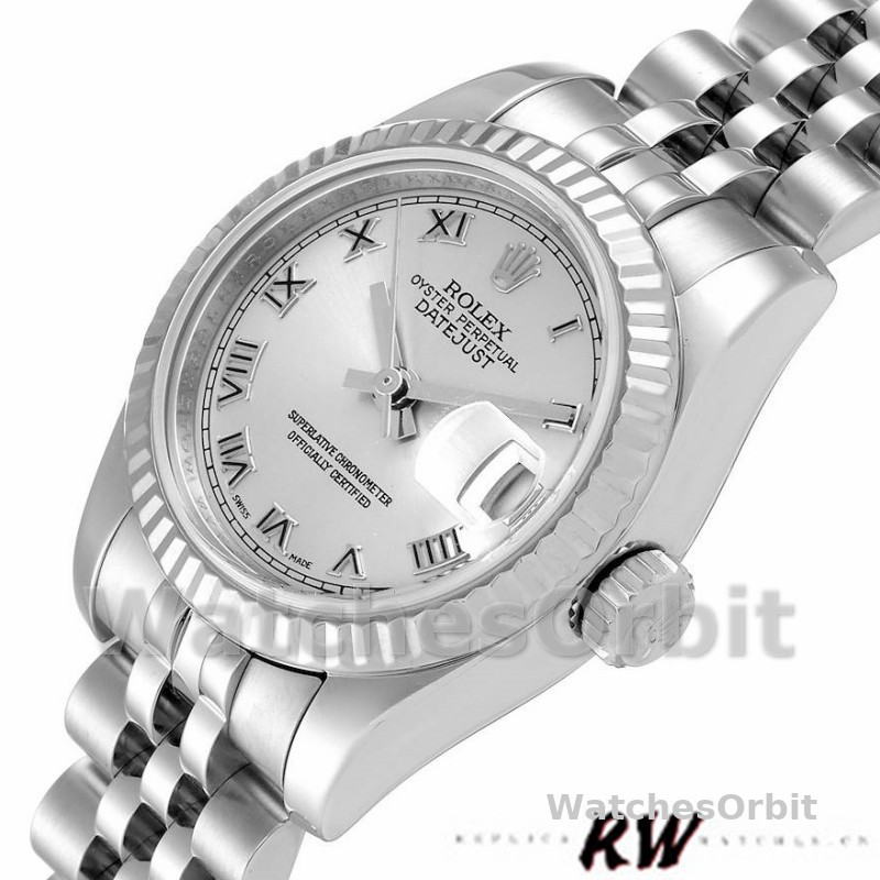 Rolex Datejust 179174 Silver Roman Dial Fluted Bezel 26MM Lady Replica Watch