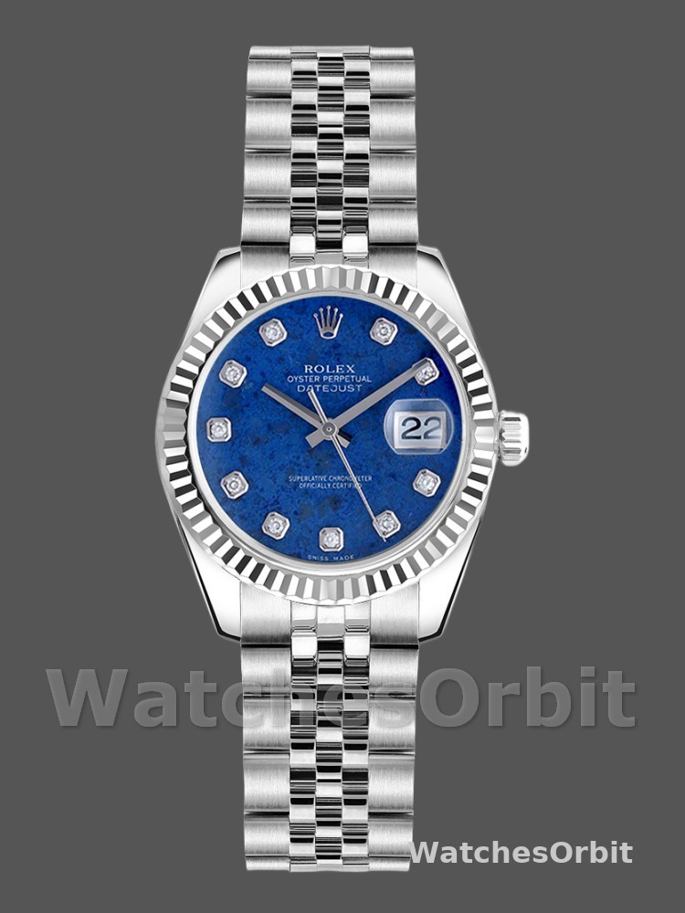 Rolex Datejust 179174 Sodalite Diamond Dial Fluted Bezel 26MM Lady Replica Watch