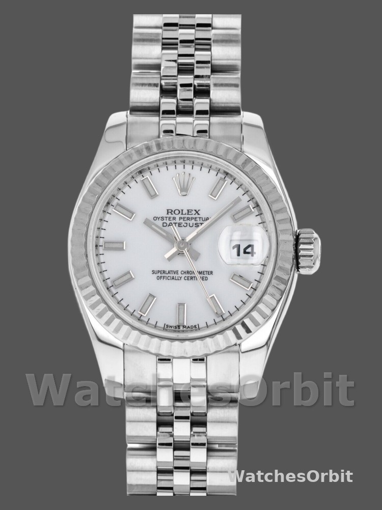 Rolex Datejust 179174 White Index Dial Fluted Bezel 26MM Lady Replica Watch