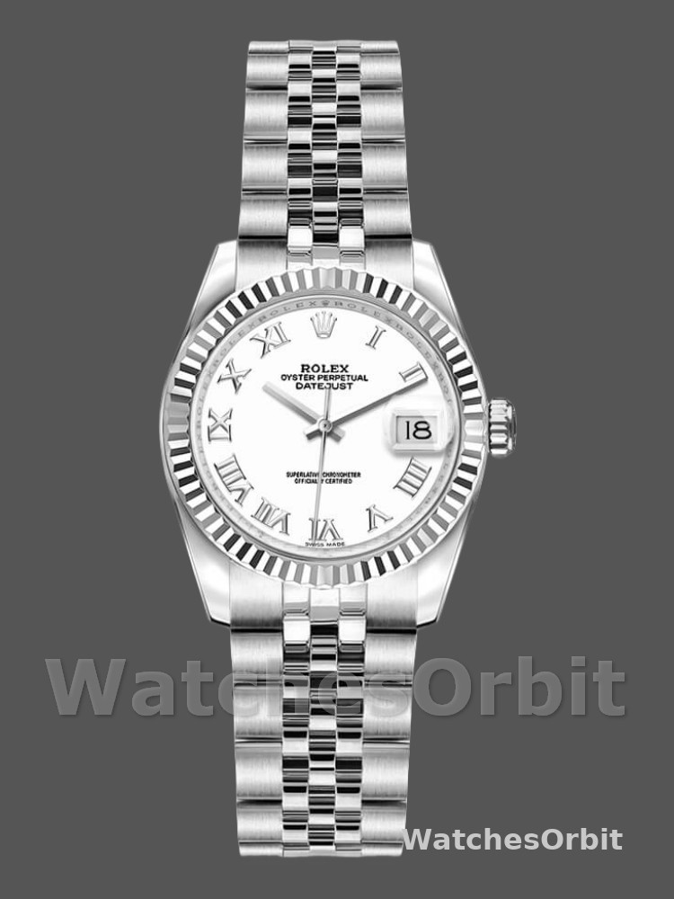 Rolex Datejust 179174 White Roman Dial Fluted Bezel 26MM Lady Replica Watch