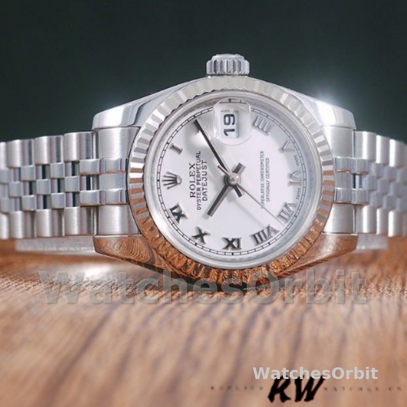 Rolex Datejust 179174 White Roman Dial Fluted Bezel 26MM Lady Replica Watch