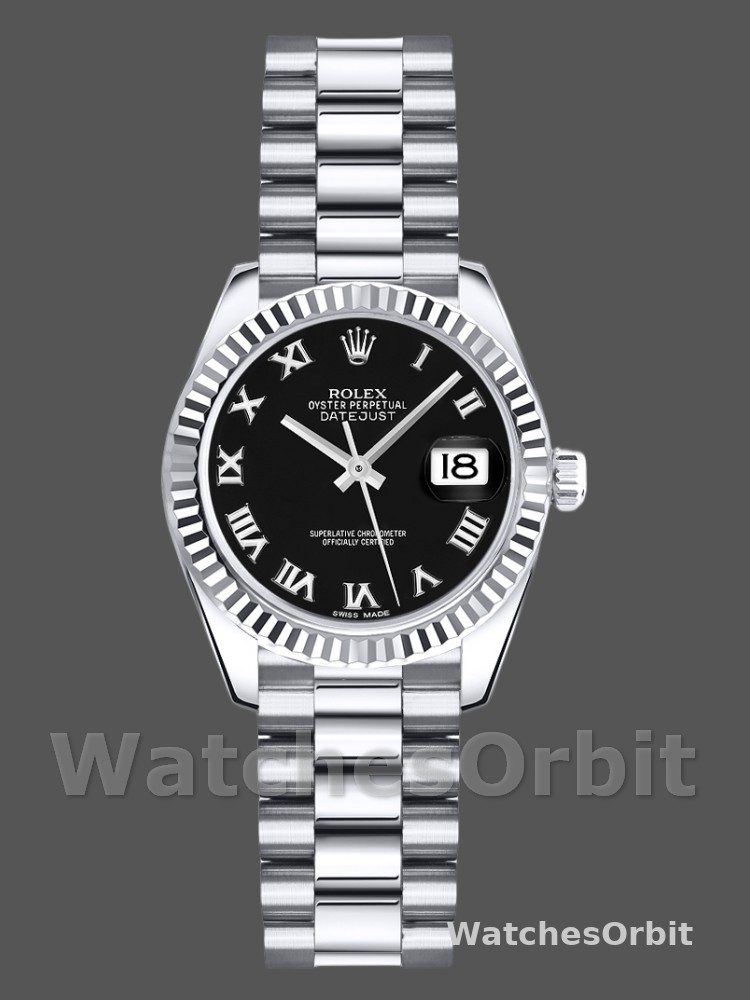 Rolex Datejust 179179 Black Roman Numeral Dial Fluted Bezel 26MM Lady Replica Watch
