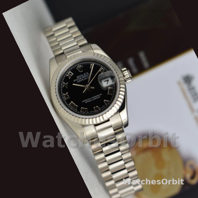 Rolex Datejust 179179 Black Roman Numeral Dial Fluted Bezel 26MM Lady Replica Watch