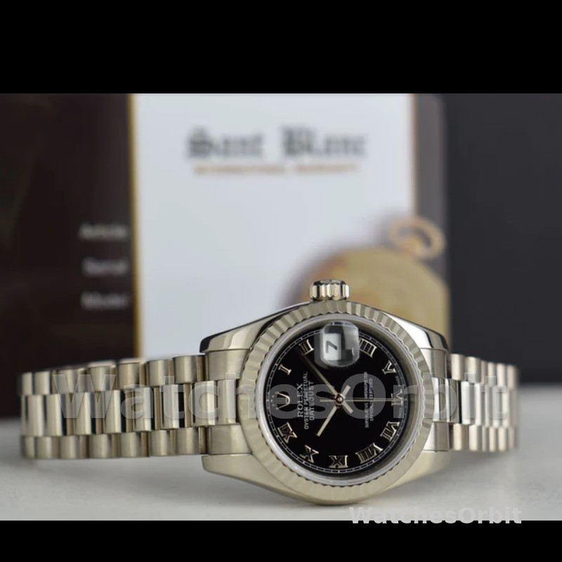 Rolex Datejust 179179 Black Roman Numeral Dial Fluted Bezel 26MM Lady Replica Watch