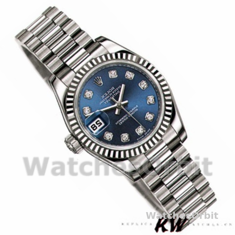 Rolex Datejust 179179 Blue Diamond Dial Fluted Bezel 26MM Lady Replica Watch