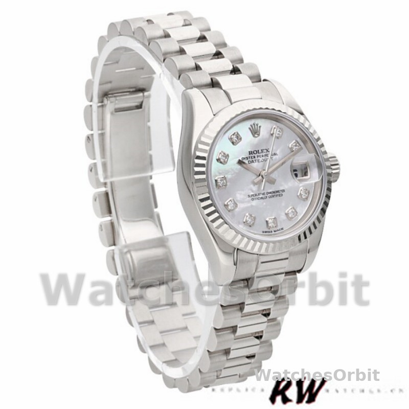 Rolex Datejust 179179 Mother of Pearl Diamond Dial Fluted Bezel 26MM Lady Replica Watch