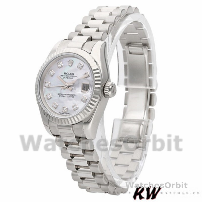 Rolex Datejust 179179 Mother of Pearl Diamond Dial Fluted Bezel 26MM Lady Replica Watch
