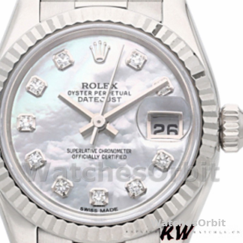 Rolex Datejust 179179 Mother of Pearl Diamond Dial Fluted Bezel 26MM Lady Replica Watch