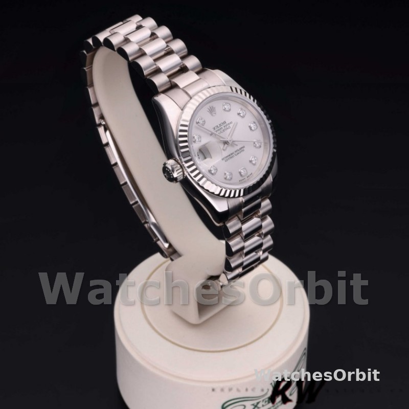 Rolex Datejust 179179 Silver Diamond Dial Fluted Bezel 26MM Lady Replica Watch