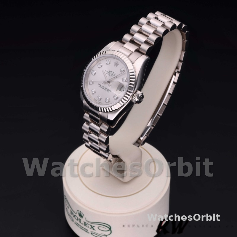 Rolex Datejust 179179 Silver Diamond Dial Fluted Bezel 26MM Lady Replica Watch